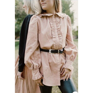 Ulla Johnson Frankie Tunic in Pale Oak Long Sleeve Blouse Top Size 4 NWT